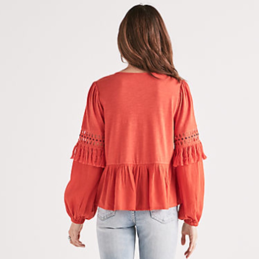 SOLD Perfect Fall Cutout Peasant Lucy Brand Blouse - Picture 4 of 8